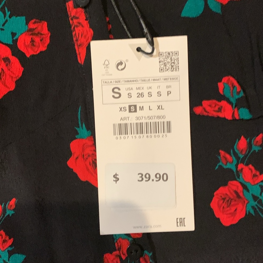 Zara Rose Print Top - Picture 8 of 8